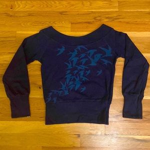 Motel by Urban Outfitters Fitted Boat Neck Three Quarter Sleeve Sweatshirt